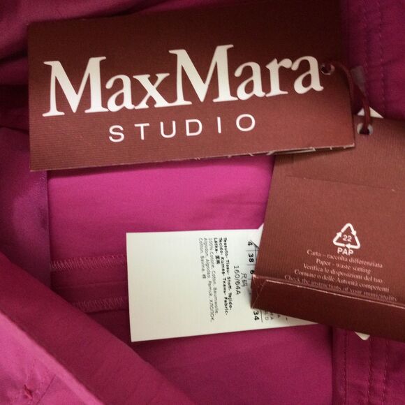 Max Mara Studio Womens Argenta Cotton Trouser Pants Fuchsia Pink Size 4 NWT - Picture 8 of 13